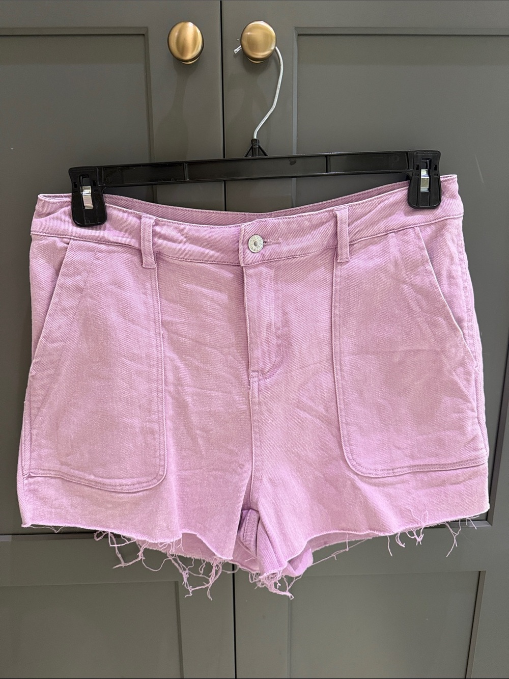 entro Light Pink Frayed Hem Jean Shorts